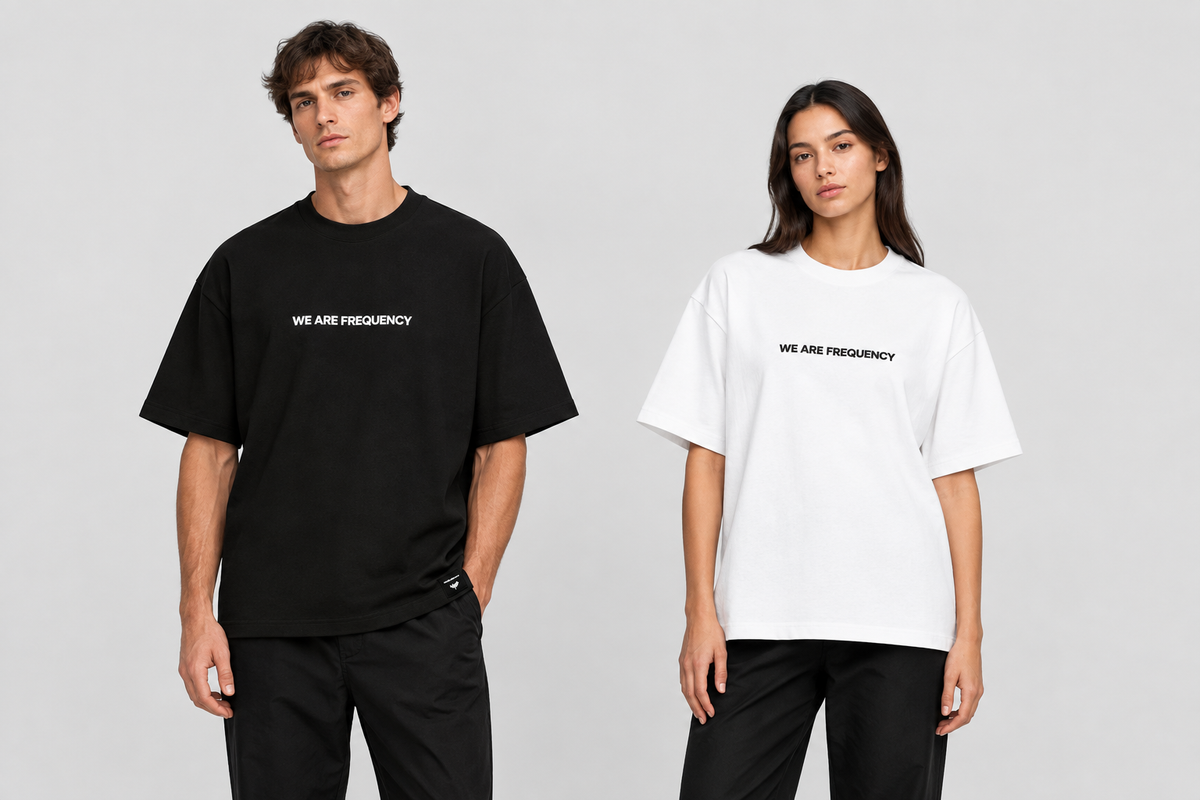 Black and white Statement Tees on models