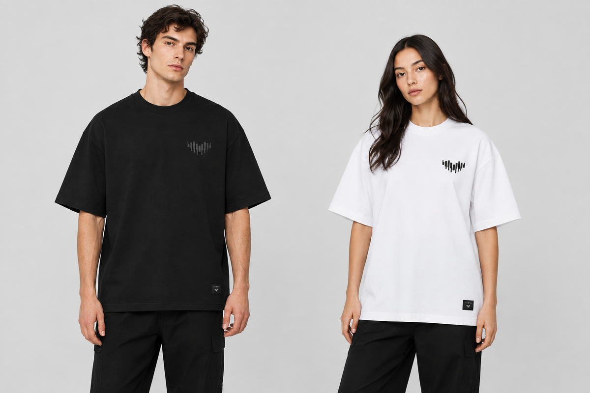 Black and white Signal Tees on models
