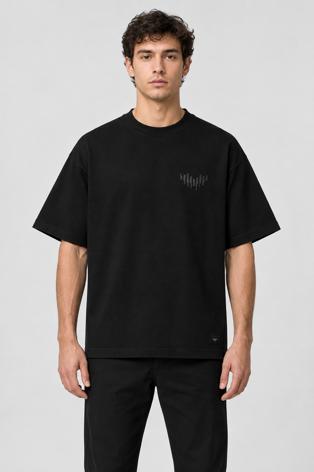 Black Signal Tee front on model