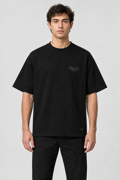 Black Signal Tee front on model