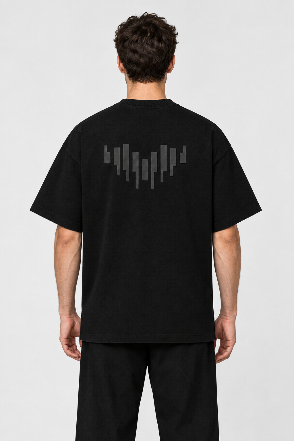 Black Statement Tee back on model