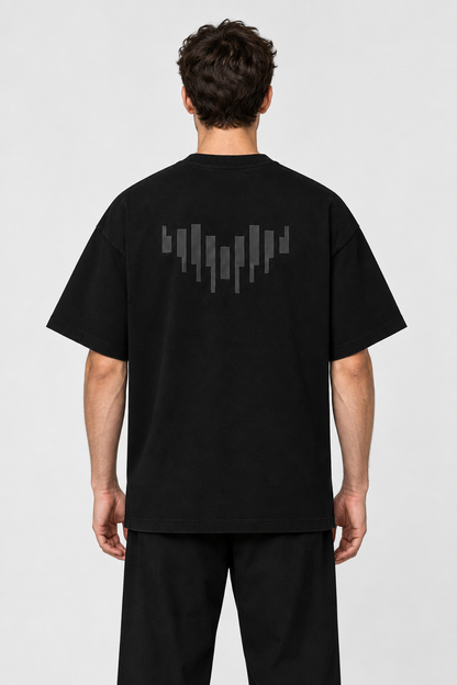 Black Statement Tee back on model