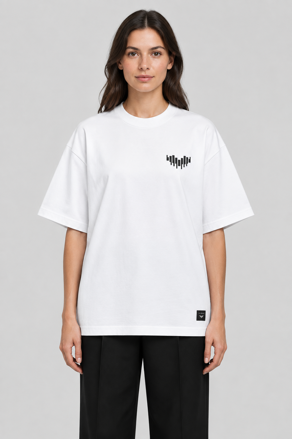 White Signal Tee front on model