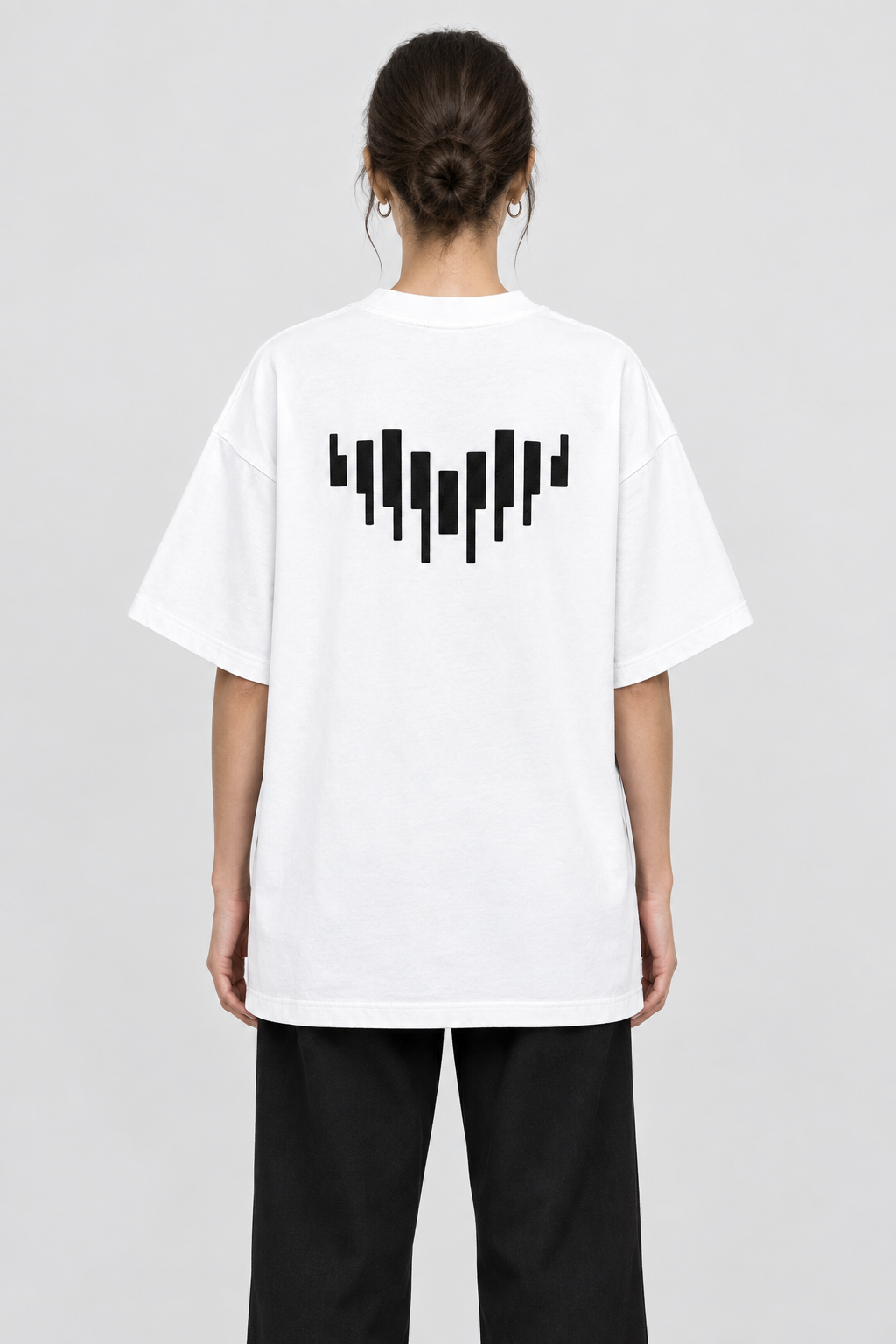 White Statement Tee back on model
